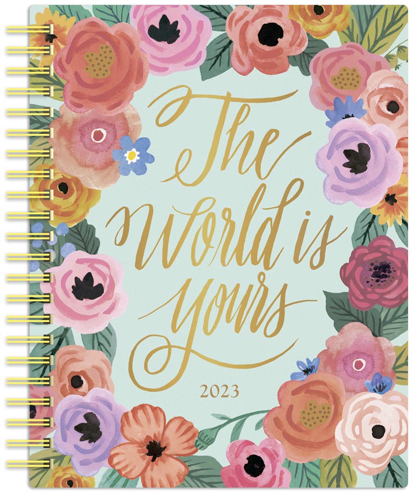 Bonnie Marcus | 2023 6 x 7.75 Inch Weekly Desk Planner | Foil Stamped Cover | BrownTrout | Fashion Designer Stationery