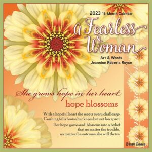 A Fearless Woman | 2023 12 x 24 Inch Monthly Square Wall Calendar | Brush Dance | Floral Artwork Flowers