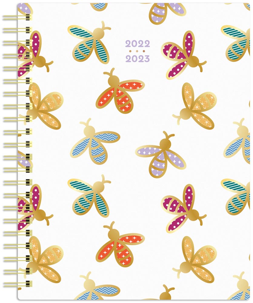 Busy Bees | 2023 6 x 7.75 Inch 18 Months Weekly Desk Planner | Foil Stamped Cover | July 2022 - December 2023 | Plato | Planning Stationery