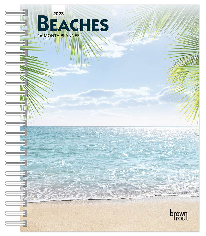 Beaches | 2023 6 x 7.75 Inch Spiral-Bound Wire-O Weekly Engagement Planner Calendar | New Full-Color Image Every Week | BrownTrout | Travel Nature Tropical