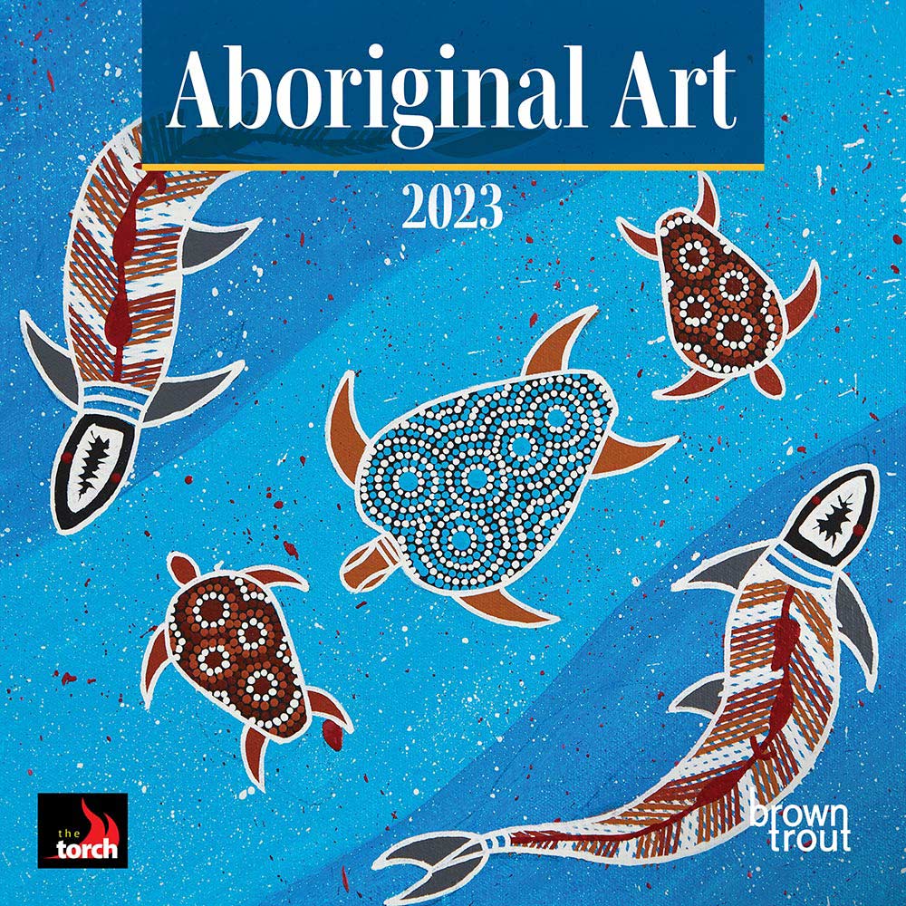 Aboriginal Art | 2023 12 x 24 Inch Monthly Square Wall Calendar | BrownTrout | Paintings Australia Indigenous