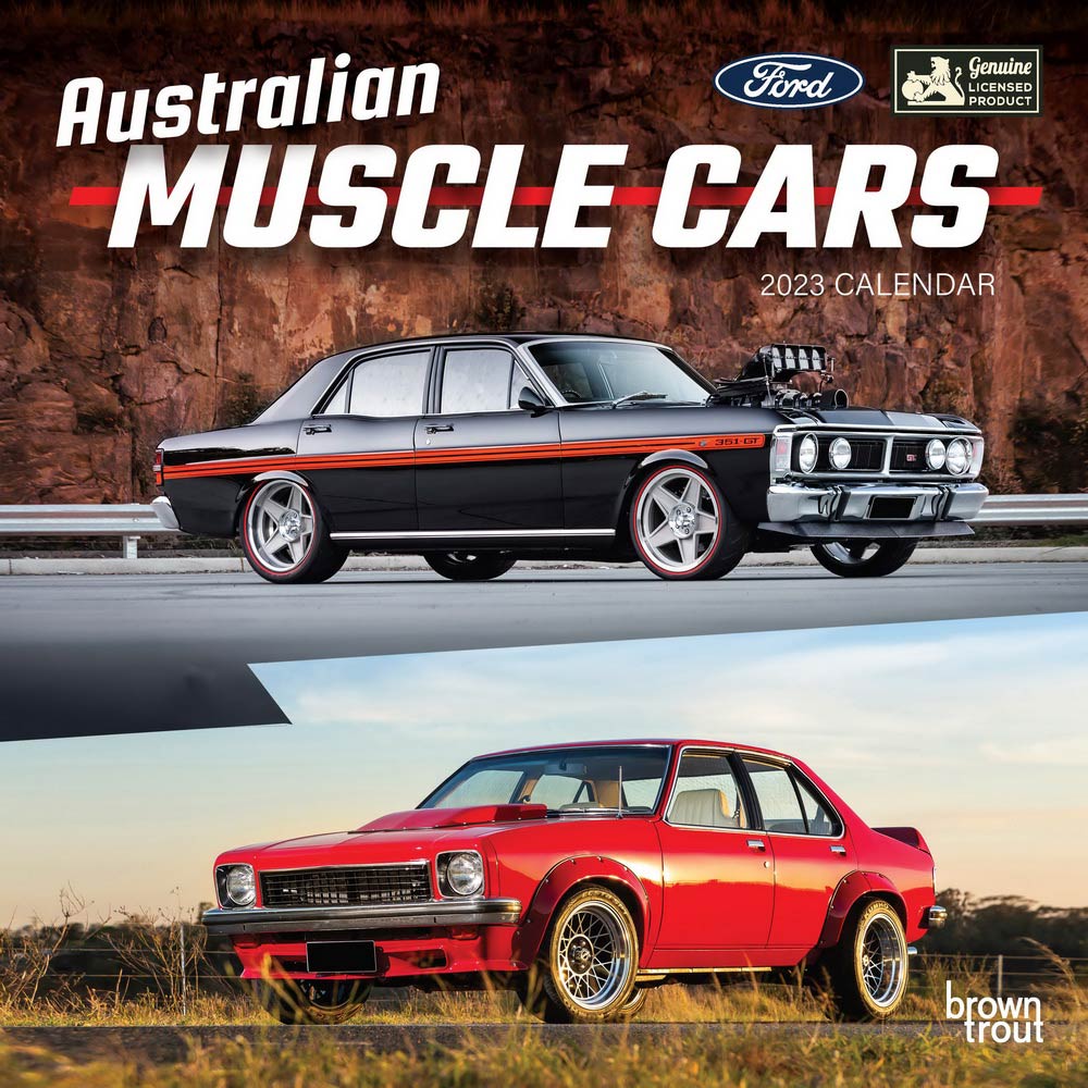 Australian Muscle Cars OFFICIAL | 2023 12 x 24 Inch Monthly Square Wall Calendar | BrownTrout | Automotive Horsepower