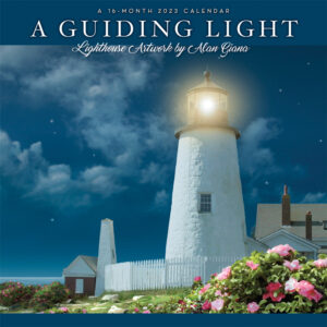 A Guiding Light | 2023 12 x 24 Inch Monthly Square Wall Calendar | Hopper Studios | Lighthouses Navigation Sea