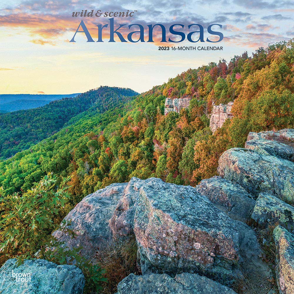 Arkansas Wild & Scenic | 2023 12 x 24 Inch Monthly Square Wall Calendar | Foil Stamped Cover | BrownTrout | USA United States of America Southeast State Nature