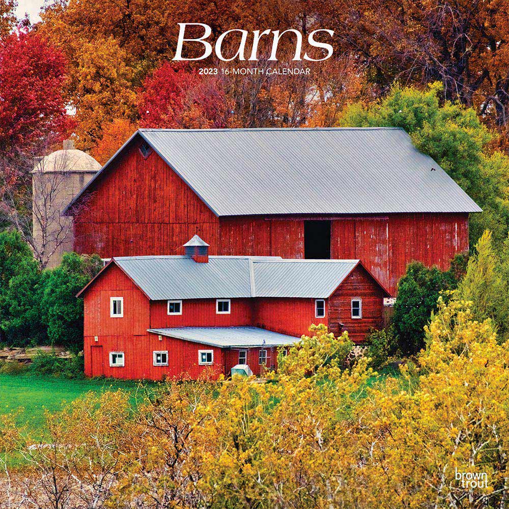 Barns | 2023 12 x 24 Inch Monthly Square Wall Calendar | BrownTrout | USA United States of America Scenic Rural Farm