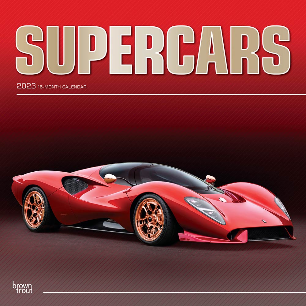 Supercars | 2023 12 x 24 Inch Monthly Square Wall Calendar | BrownTrout | Automobiles Luxury Prestige Hypercars