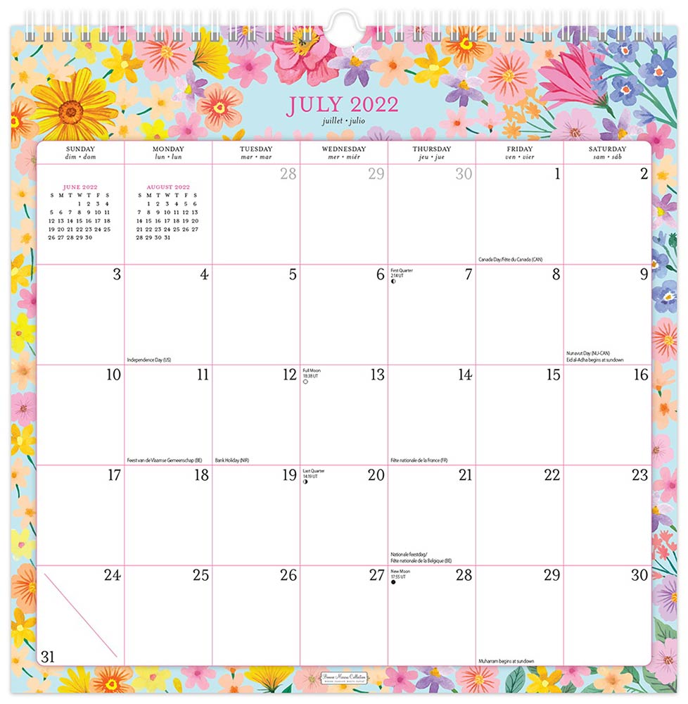 Bonnie Marcus | 2023 12 x 12 Inch 18 Months Monthly Square Wire-O Calendar | Sticker Sheet | July 2022 - December 2023 | BrownTrout | Fashion Designer Stationery