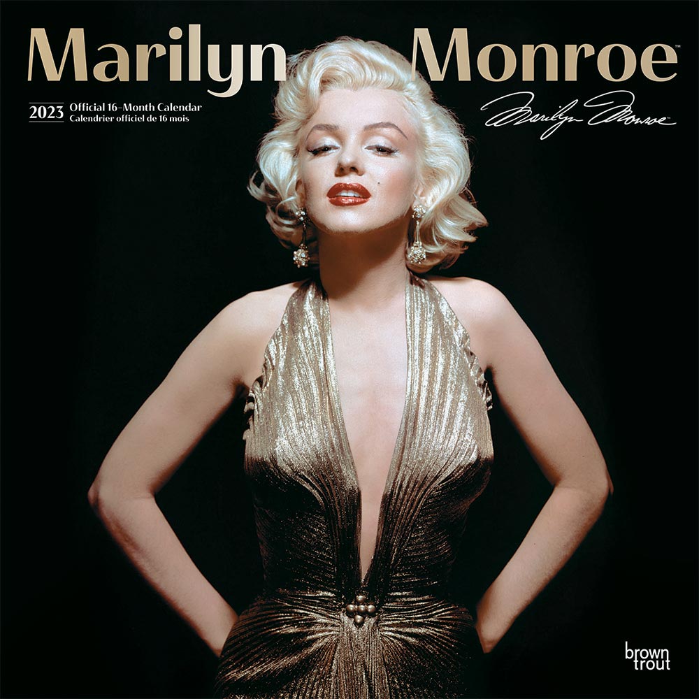 Marilyn Monroe OFFICIAL | 2023 12 x 24 Inch Monthly Square Wall Calendar | Foil Stamped Cover | English/French Bilingual | BrownTrout | USA American Actress Celebrity