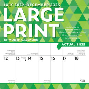 Large Print | 2023 12 x 24 Inch 18 Months Monthly Square Wall Calendar | Foil Stamped Cover | July 2022 - December 2023 | BrownTrout | Easy to See Large Font