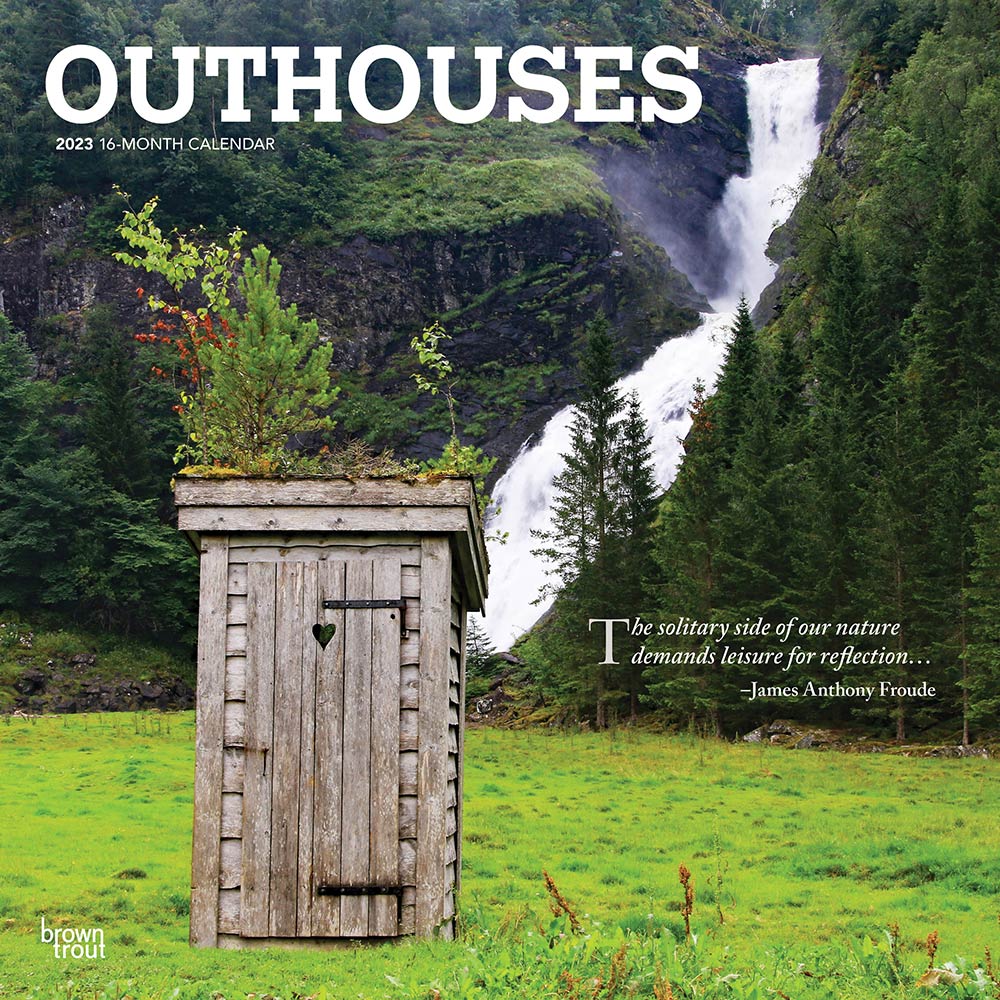 Outhouses | 2023 12 x 24 Inch Monthly Square Wall Calendar | BrownTrout | Toilette Latrine Bog Humor