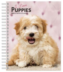 I Love Puppies | 2023 6 x 7.75 Inch Spiral-Bound Wire-O Weekly Engagement Planner Calendar | New Full-Color Image Every Week | BrownTrout | Animals Dog Breeds Puppy