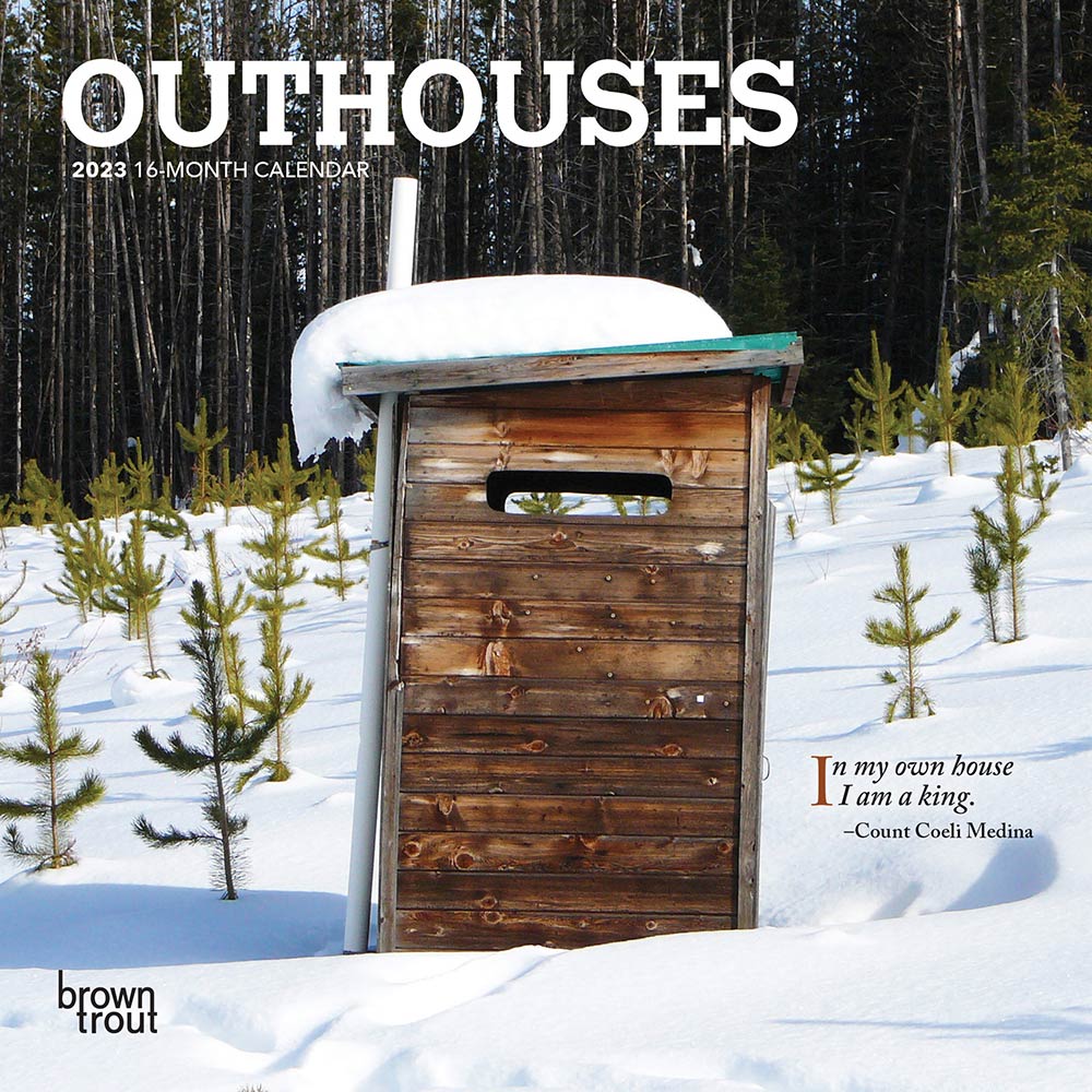 Outhouses | 2023 7 x 14 Inch Monthly Mini Wall Calendar | BrownTrout | Toilette Latrine Bog Humor