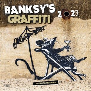 Banksy's Graffiti | 2023 12 x 24 Inch Monthly Square Wall Calendar | BrownTrout | Drawings Street Art Design