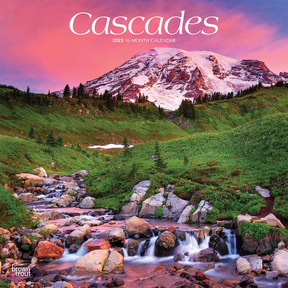 Cascades | 2023 12 x 24 Inch Monthly Square Wall Calendar | BrownTrout | USA United States of America Scenic Nature Mountain