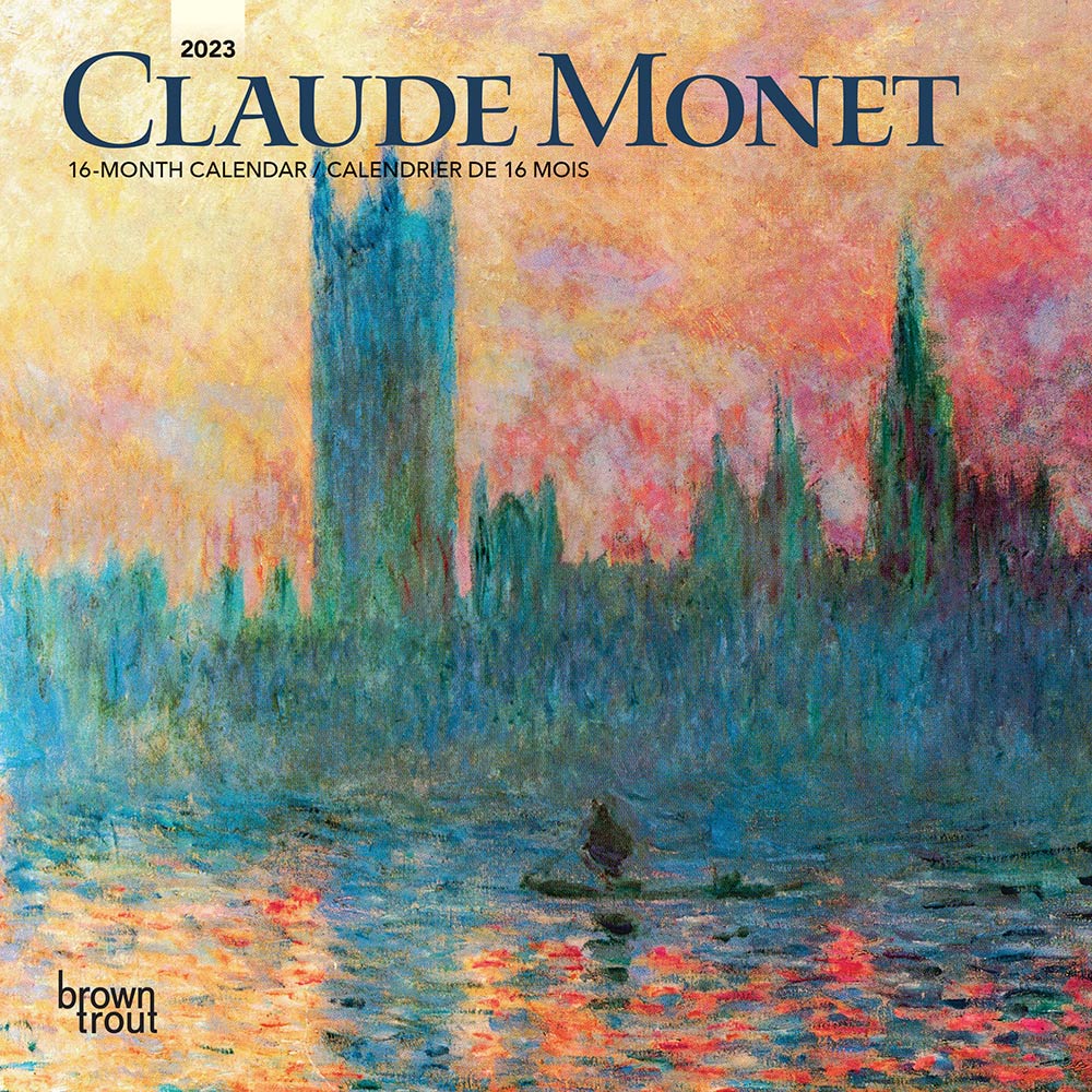 Claude Monet | 2023 7 x 14 Inch Monthly Mini Wall Calendar | English/French Bilingual | BrownTrout | Impressionist Artist Bilingual English and French Language