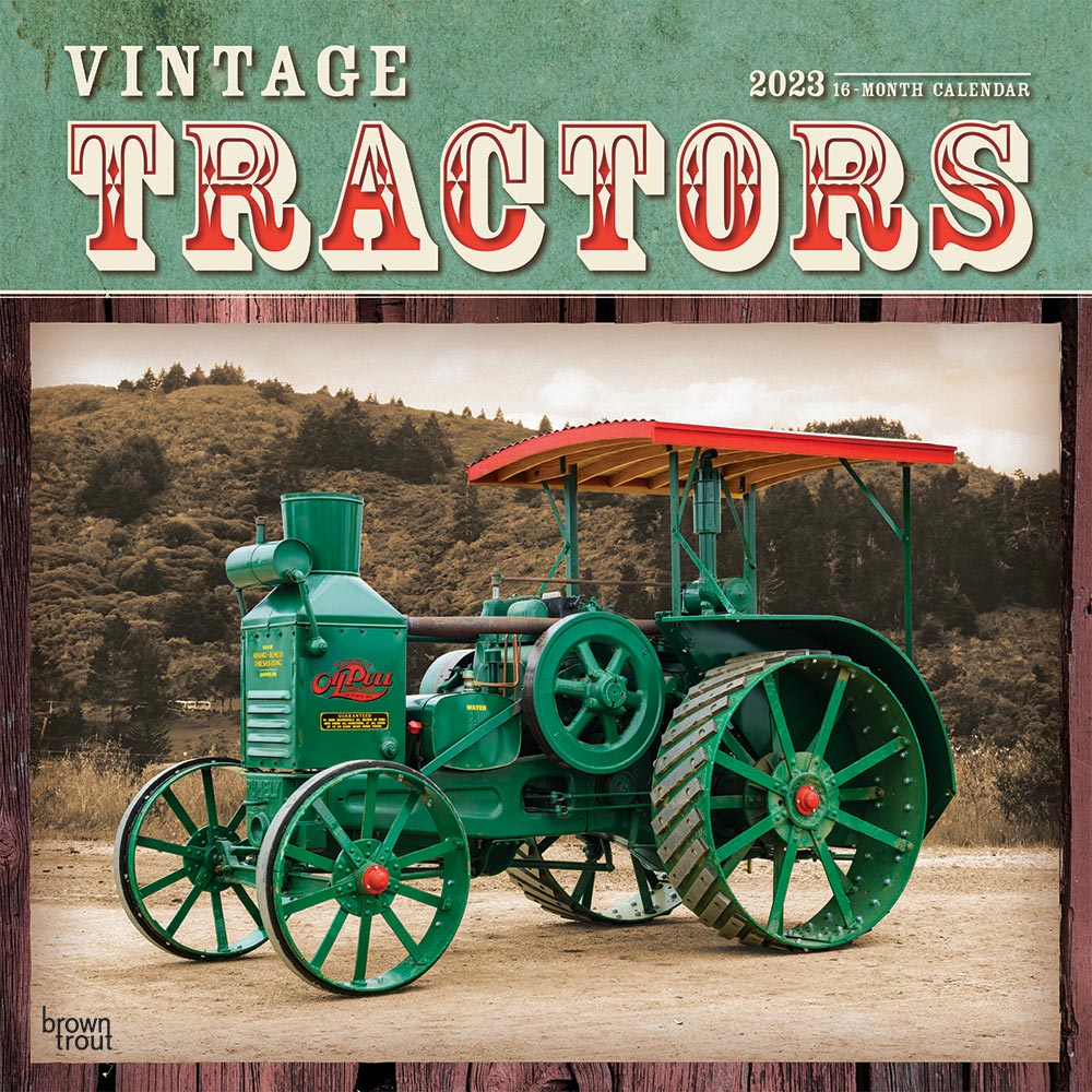 Vintage Tractors | 2023 12 x 24 Inch Monthly Square Wall Calendar | BrownTrout | Farm Rural Country