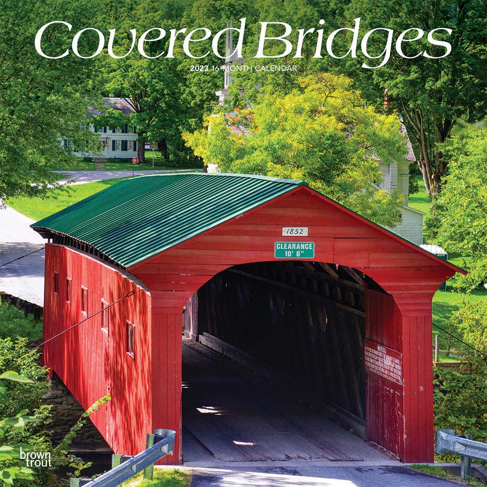Covered Bridges | 2023 12 x 24 Inch Monthly Square Wall Calendar | BrownTrout | USA United States of America Scenic Rural Country