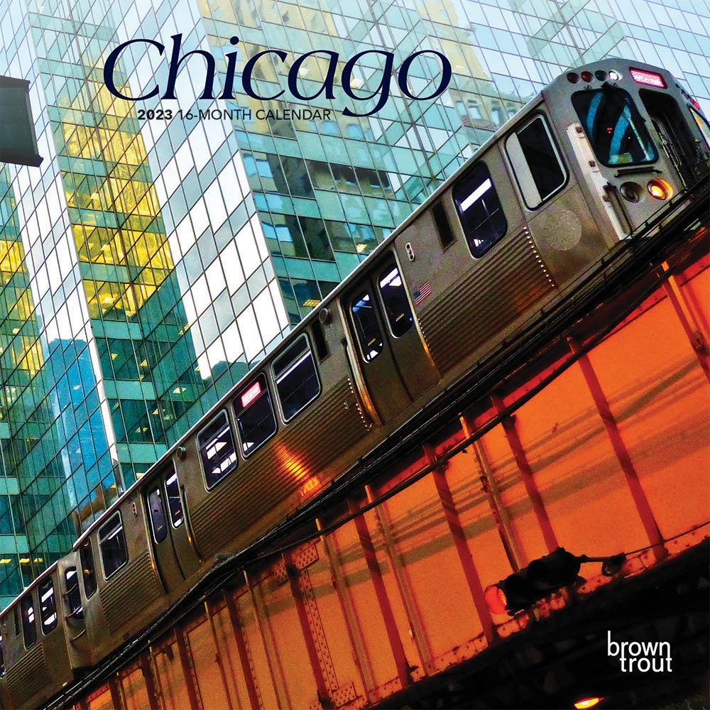 Chicago | 2023 7 x 14 Inch Monthly Mini Wall Calendar | BrownTrout | USA United States of America Illinois Midwest City