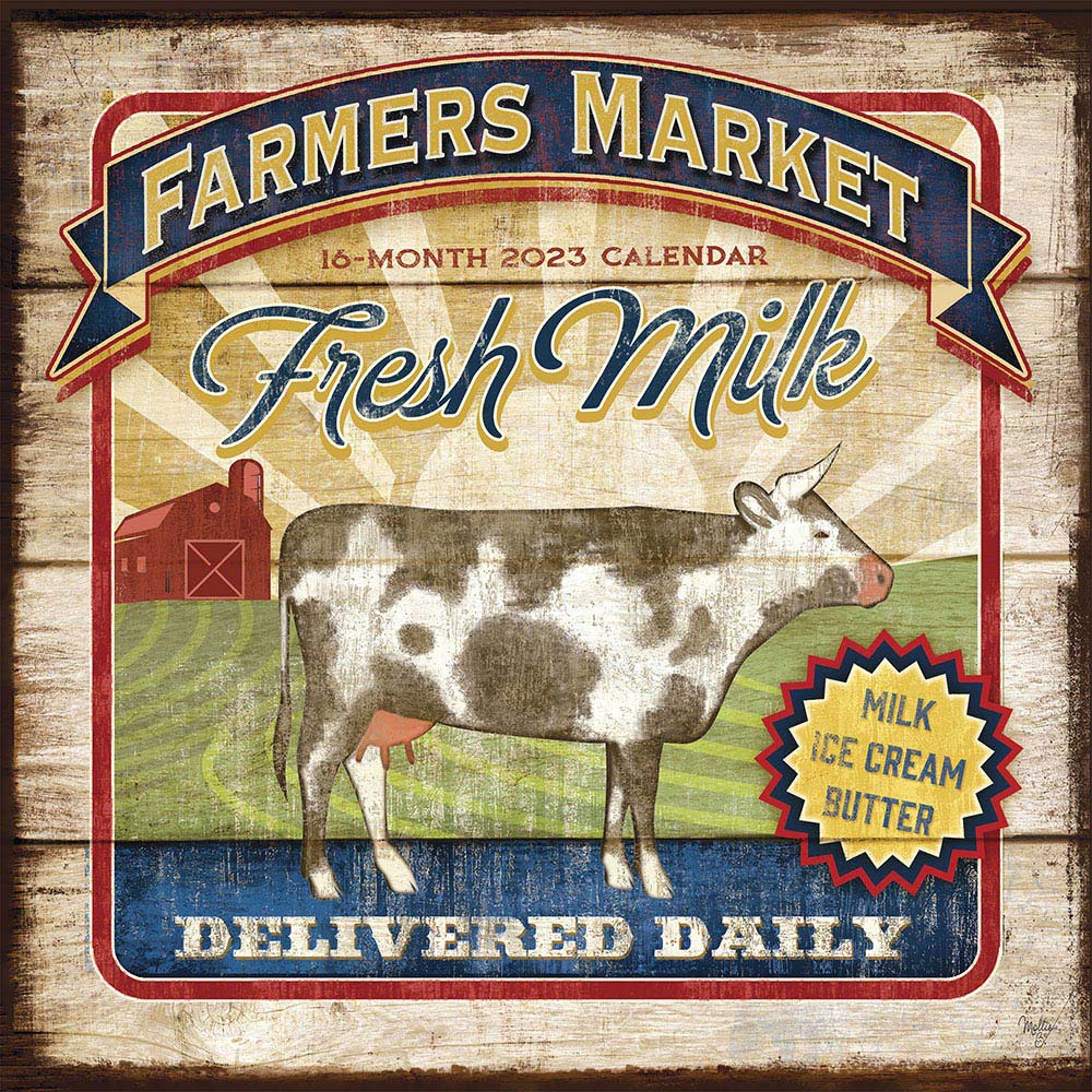 Farmer's Market | 2023 12 x 24 Inch Monthly Square Wall Calendar | Hopper Studios | Food Artwork