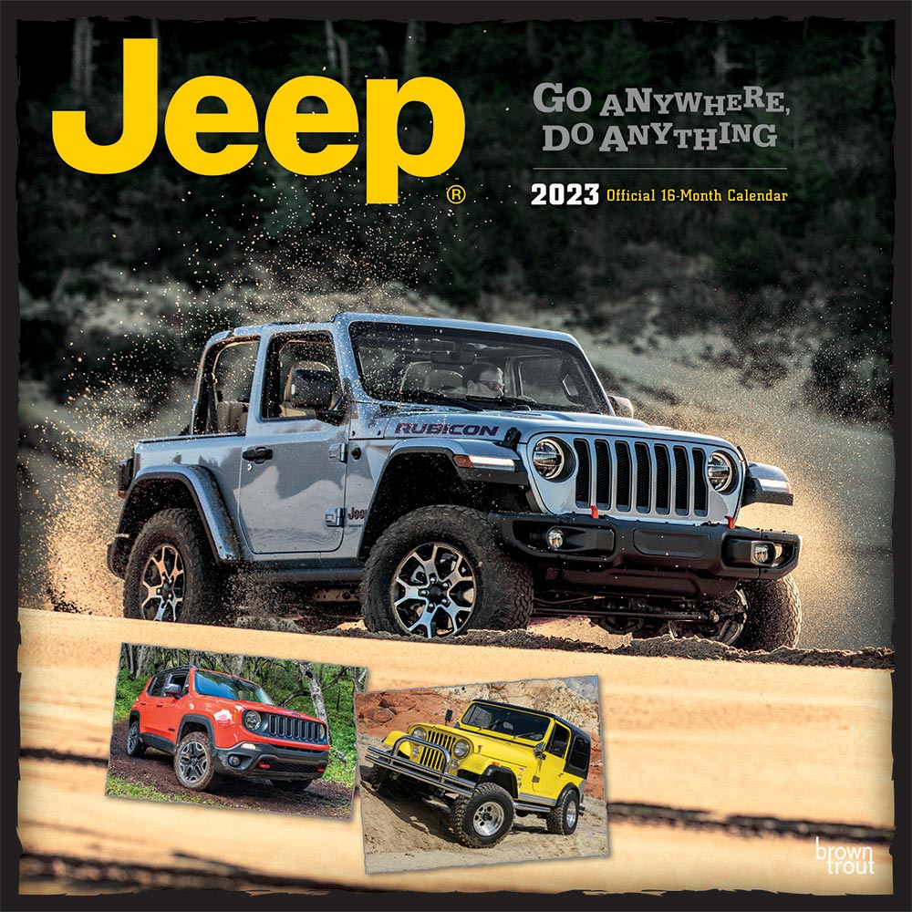 Jeep | 2023 OFFICIAL 12 x 24 Inch Monthly Square Wall Calendar | BrownTrout | Offroad Motor Car