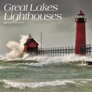 Great Lakes Lighthouses | 2023 12 x 24 Inch Monthly Square Wall Calendar | BrownTrout | USA United States of America Nature Lake