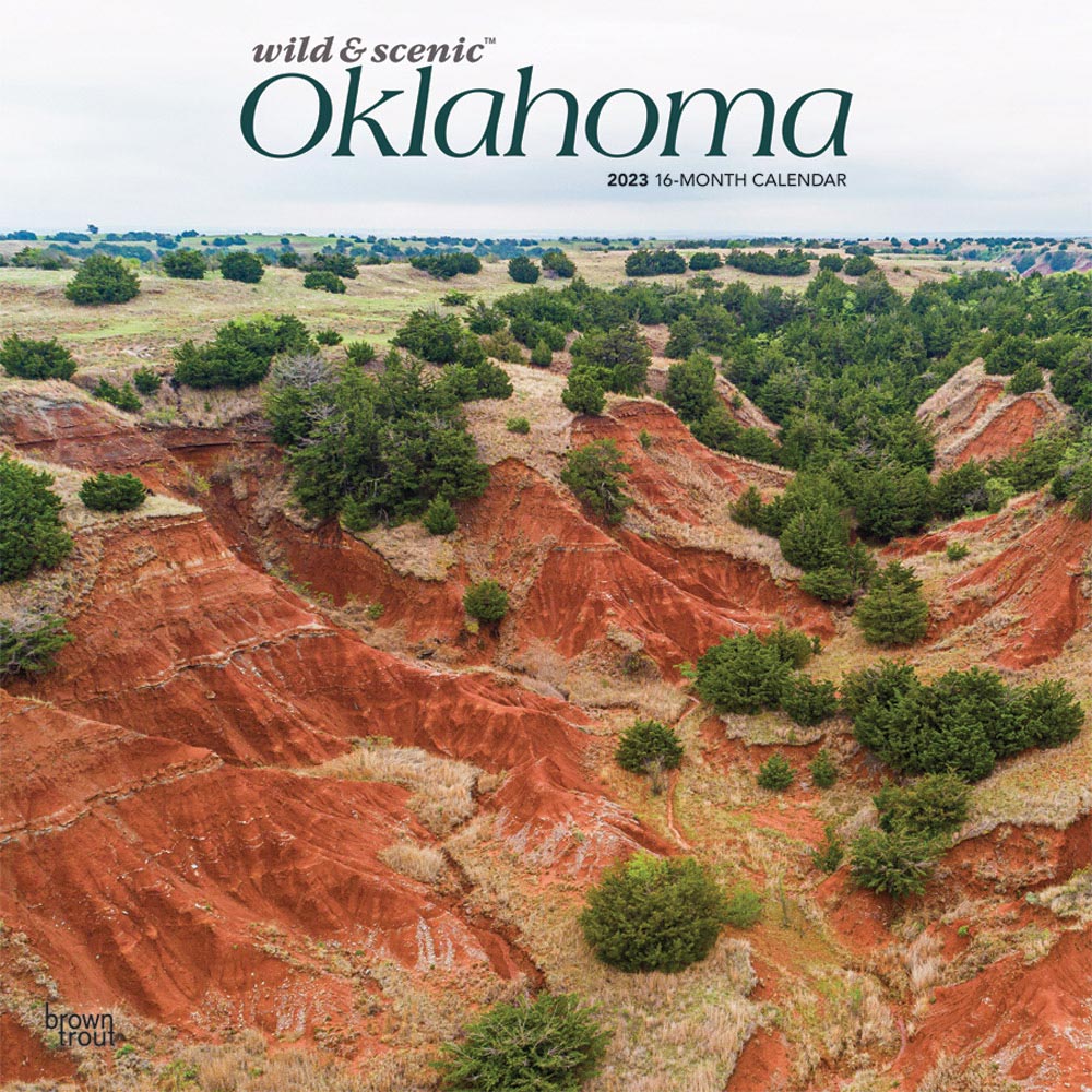 Oklahoma Wild & Scenic | 2023 12 x 24 Inch Monthly Square Wall Calendar | BrownTrout | USA United States of America Southwest State Nature