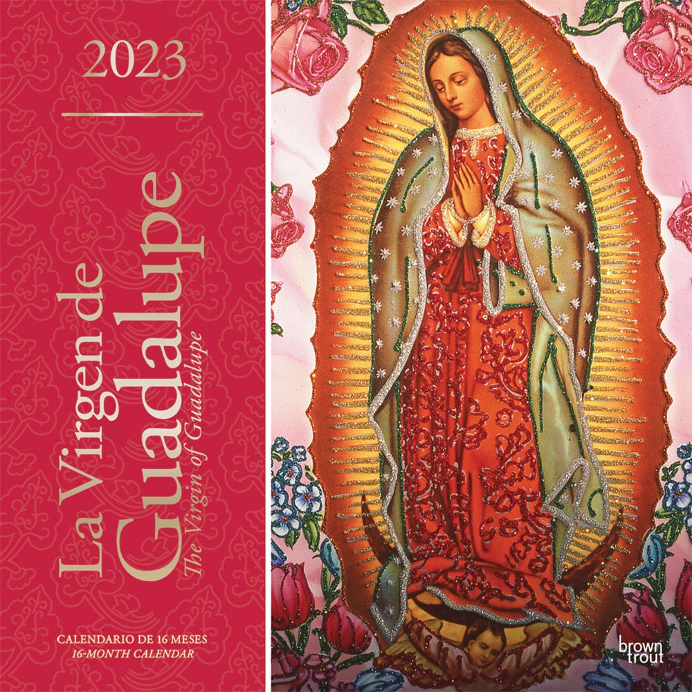 La Virgen de Guadalupe | 2023 12 x 24 Inch Monthly Square Wall Calendar | Foil Stamped Cover | English/Spanish Bilingual | BrownTrout | Virgin Mexico City