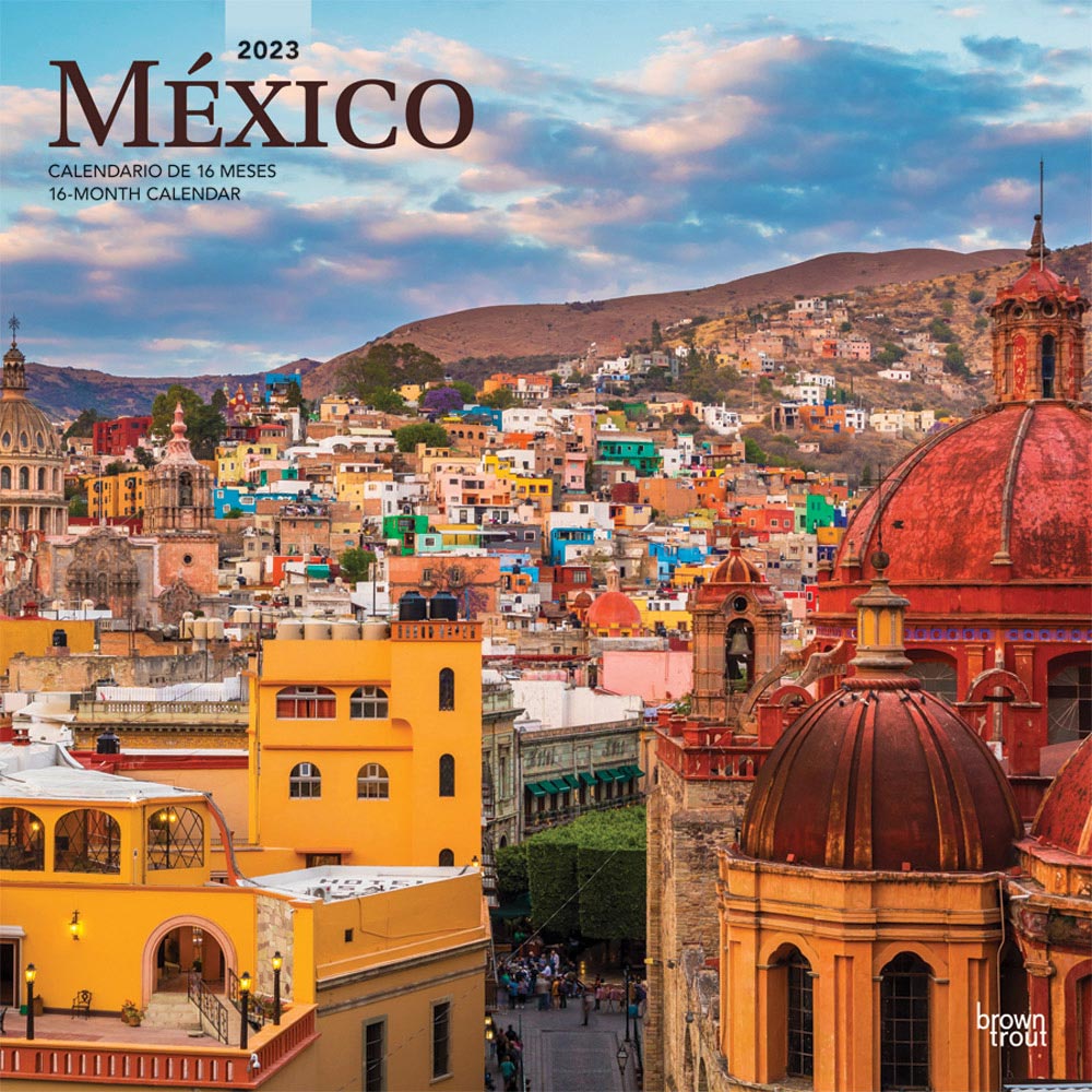 Mexico | 2023 12 x 24 Inch Monthly Square Wall Calendar | English/Spanish Bilingual | BrownTrout | Mexican America Scenic Nature