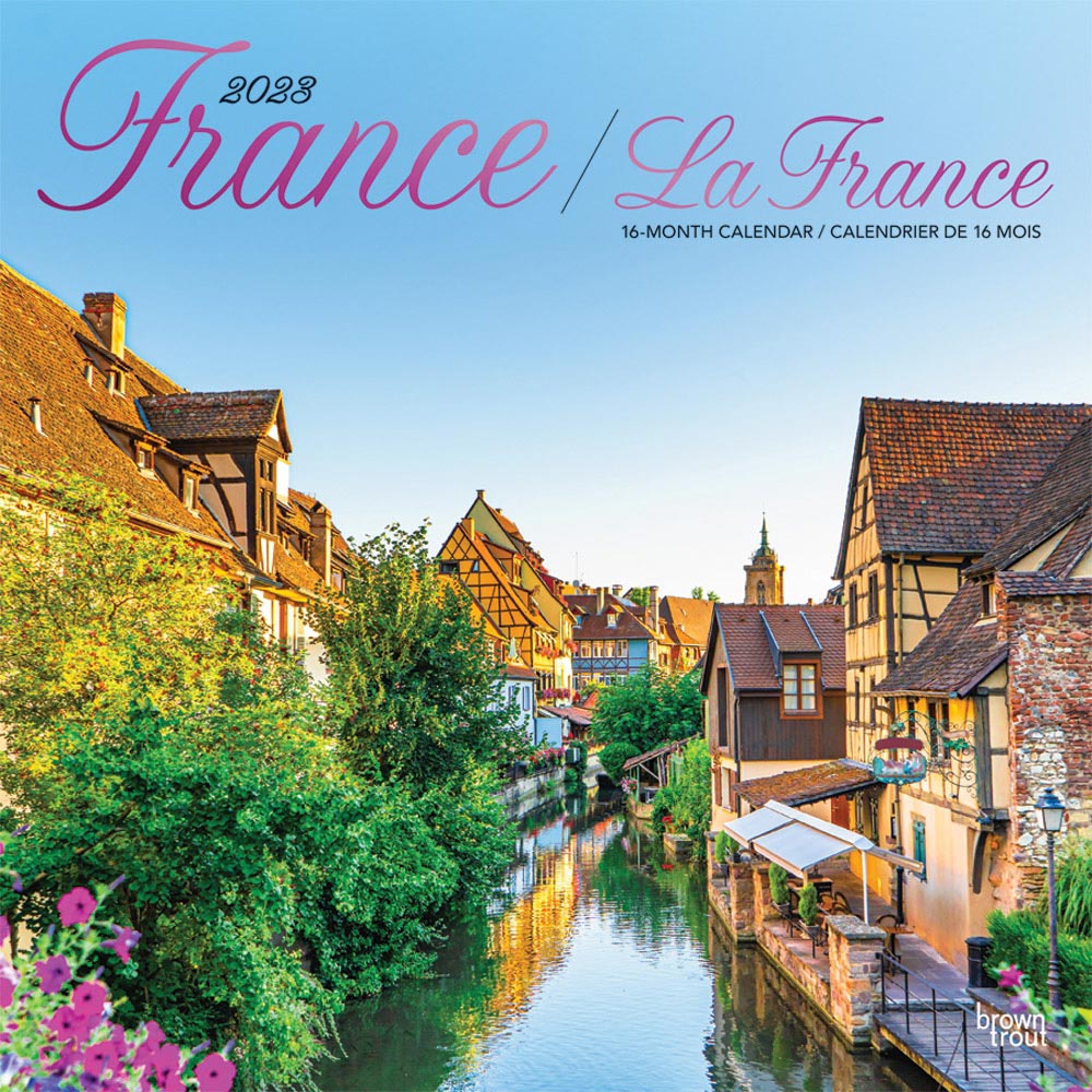 France | La France | 2023 12 x 24 Inch Monthly Square Wall Calendar | Foil Stamped Cover | English/French Bilingual | BrownTrout | Travel Europe Paris