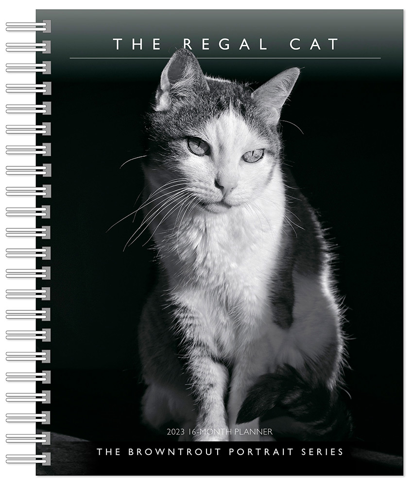 The BrownTrout Portrait Series: The Regal Cat | 2023 6 x 7.75 Inch Spiral-Bound Wire-O Weekly Engagement Planner Calendar | New Full-Color Image Every Week | Pet Kitten Feline