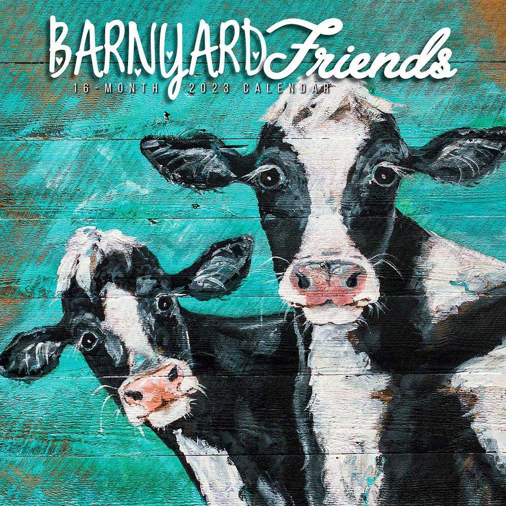 Barnyard Friends | 2023 12 x 24 Inch Monthly Square Wall Calendar | Hopper Studios | Rural Country Art