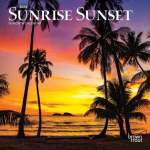 Sunrise Sunset | 2023 7 x 14 Inch Monthly Mini Wall Calendar | BrownTrout | Nature Photography Science