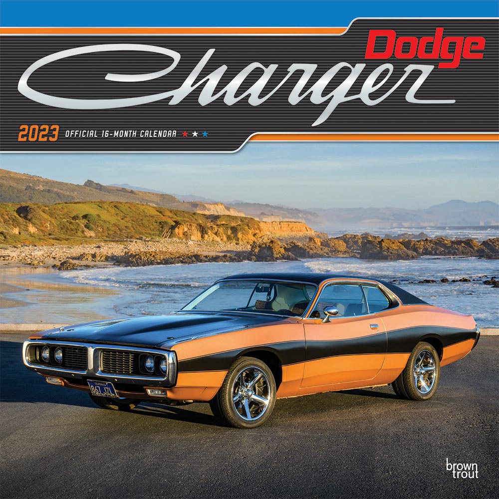 Dodge Charger OFFICIAL | 2023 12 x 24 Inch Monthly Square Wall Calendar | Foil Stamped Cover | BrownTrout | American Muscle Motor Car