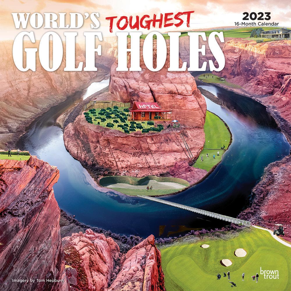 World's Toughest Golf Holes | 2023 12 x 24 Inch Monthly Square Wall Calendar | BrownTrout | Outdoor Sport