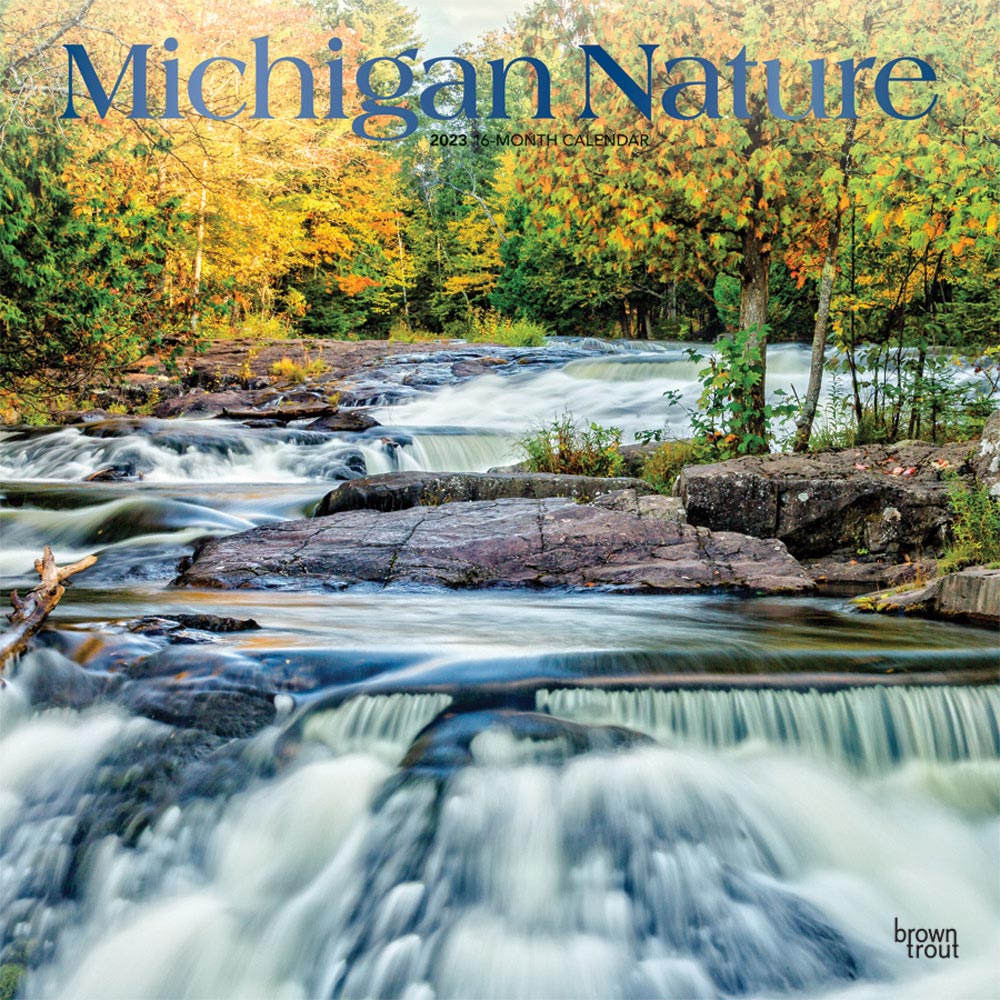 Michigan Nature | 2023 12 x 24 Inch Monthly Square Wall Calendar | Foil Stamped Cover | BrownTrout | USA United States of America Midwest State