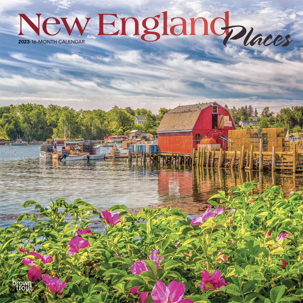 New England Places | 2023 12 x 24 Inch Monthly Square Wall Calendar | Foil Stamped Cover | BrownTrout | USA United States of America East Coast Scenic Nature