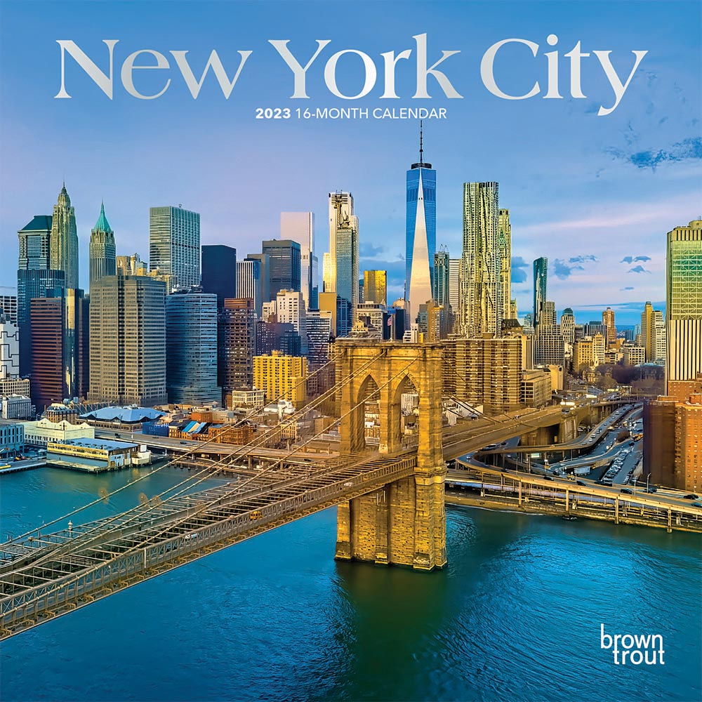 New York City | 2023 7 x 14 Inch Monthly Mini Wall Calendar | Foil Stamped Cover | BrownTrout | USA United States of America State NYC Northeast City