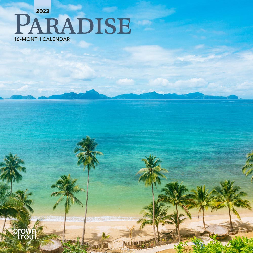 Paradise | 2023 7 x 14 Inch Monthly Mini Wall Calendar | BrownTrout | Scenic Travel Nature Beach