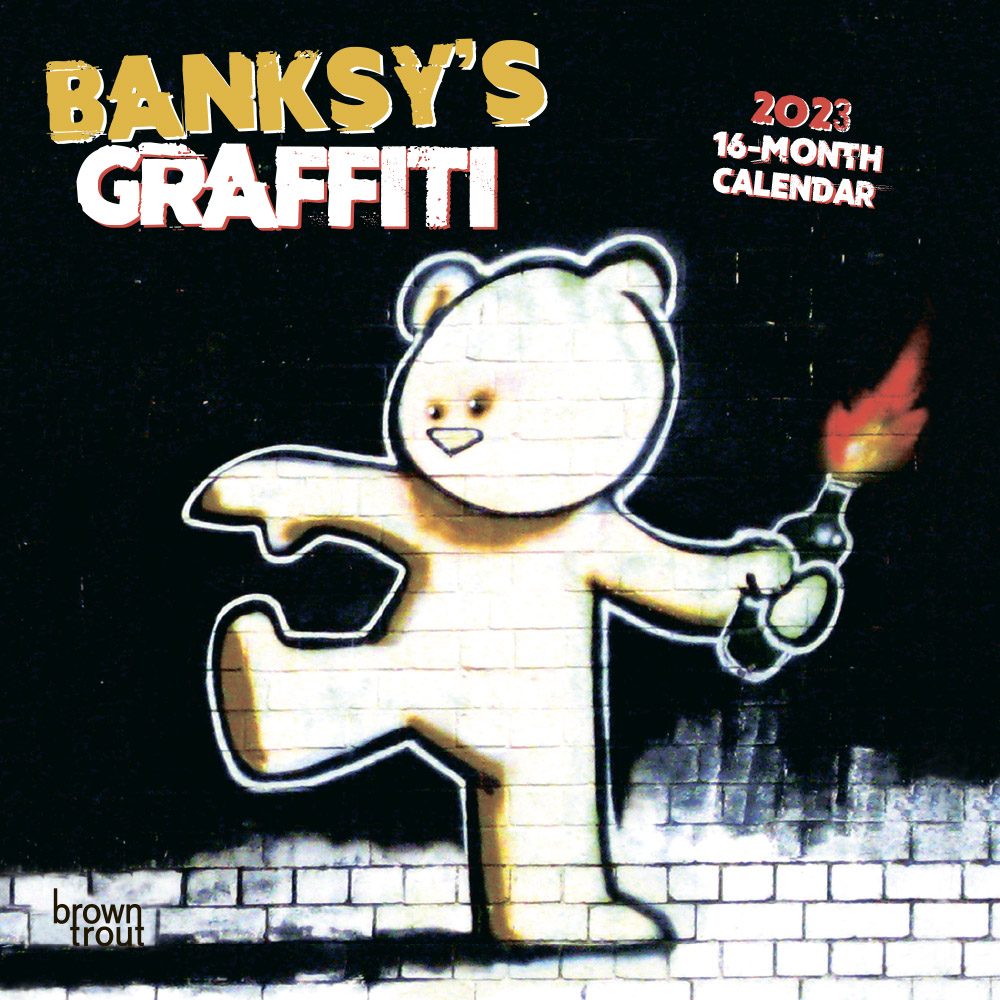 Banksy's Graffiti | 2023 7 x 14 Inch Monthly Mini Wall Calendar | BrownTrout | Drawings Street Art Design
