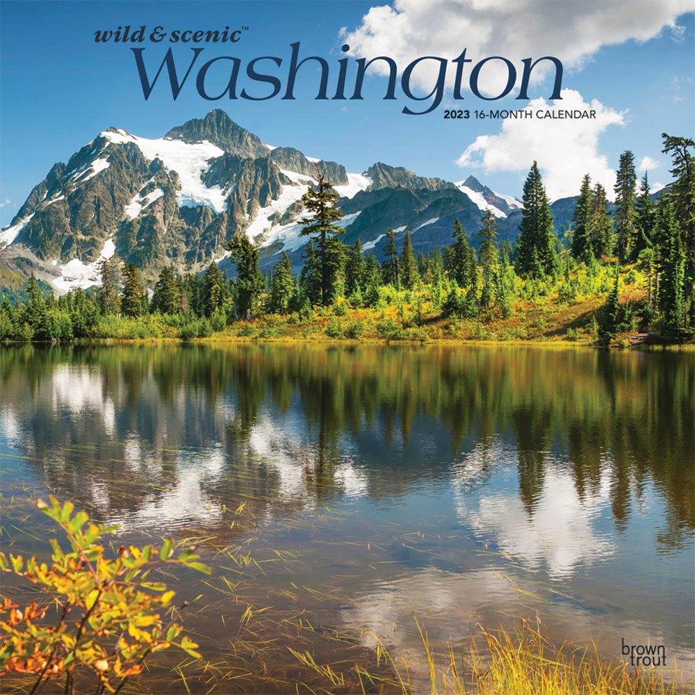 Washington Wild & Scenic | 2023 12 x 24 Inch Monthly Square Wall Calendar | BrownTrout | USA United States of America Pacific West Coast State Nature