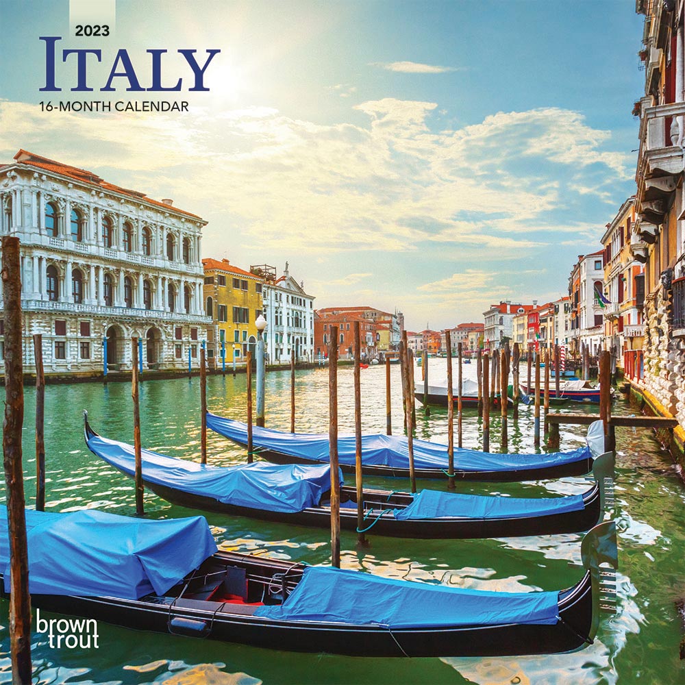 Italy | 2023 7 x 14 Inch Monthly Mini Wall Calendar | BrownTrout | Scenic Travel Europe Italian Venice Rome