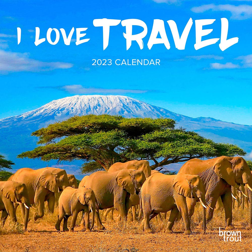I Love Travel | 2023 12 x 24 Inch Monthly Square Wall Calendar | BrownTrout | Scenic Oceania Photography
