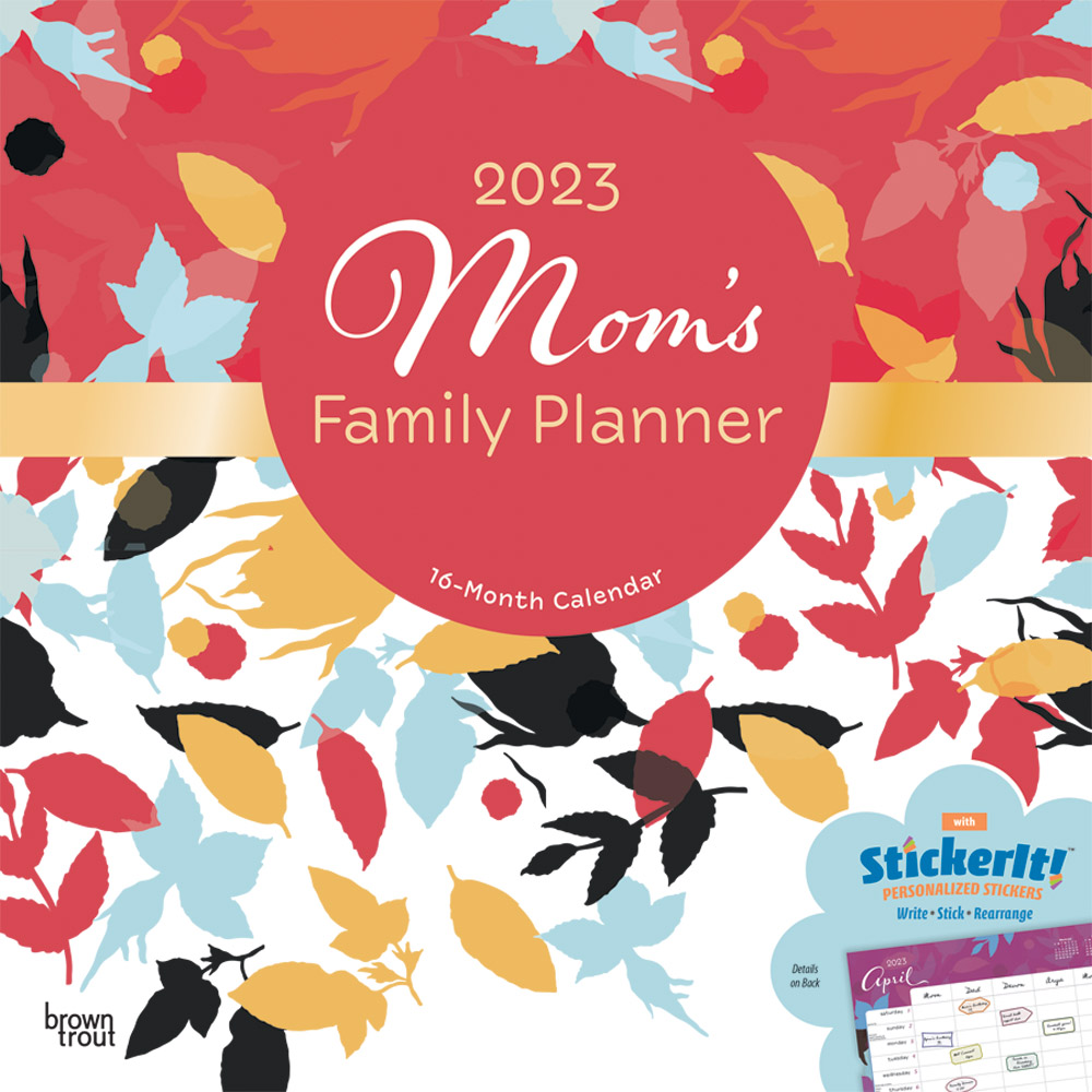 Mom's Family Planner | 2023 12 x 24 Inch Monthly Square Wall Calendar | Sticker Sheet | BrownTrout | Planning Organization