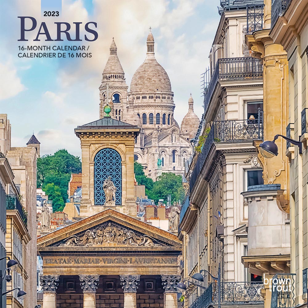 Paris | 2023 7 x 14 Inch Monthly Mini Wall Calendar | English/French Bilingual | BrownTrout | Scenic Travel Europe France French