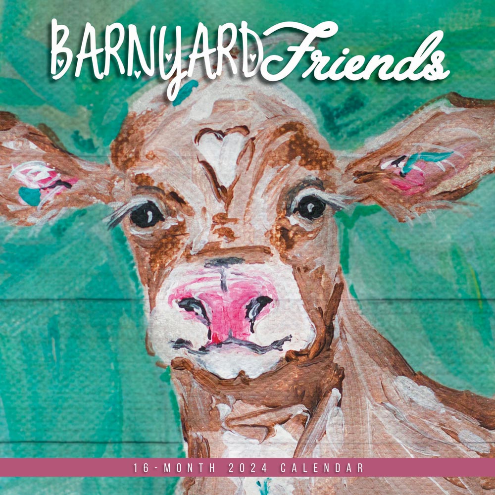 Barnyard Friends | 2024 12 x 24 Inch Monthly Square Wall Calendar | Hopper Studios | Rural Country Art