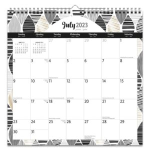 Ebony and Ivory | 2024 12 x 12 Inch 18 Months Monthly Square Wire-O Calendar | Sticker Sheet | July 2023 - December 2024 | Plato | Stationery Planning