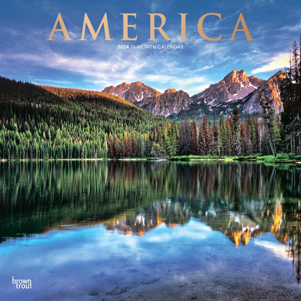 America | 2024 12 x 24 Inch Monthly Square Wall Calendar | Foil Stamped Cover | BrownTrout | USA United States Scenic Nature