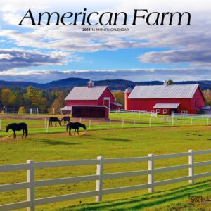 American Farm | 2024 12 x 24 Inch Monthly Square Wall Calendar | BrownTrout | USA United States Scenic Rural