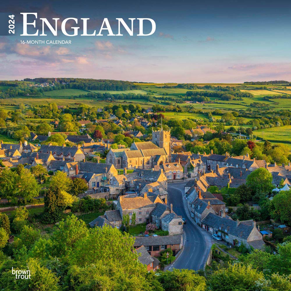England | 2024 12 x 24 Inch Monthly Square Wall Calendar | BrownTrout | UK United Kingdom Scenic