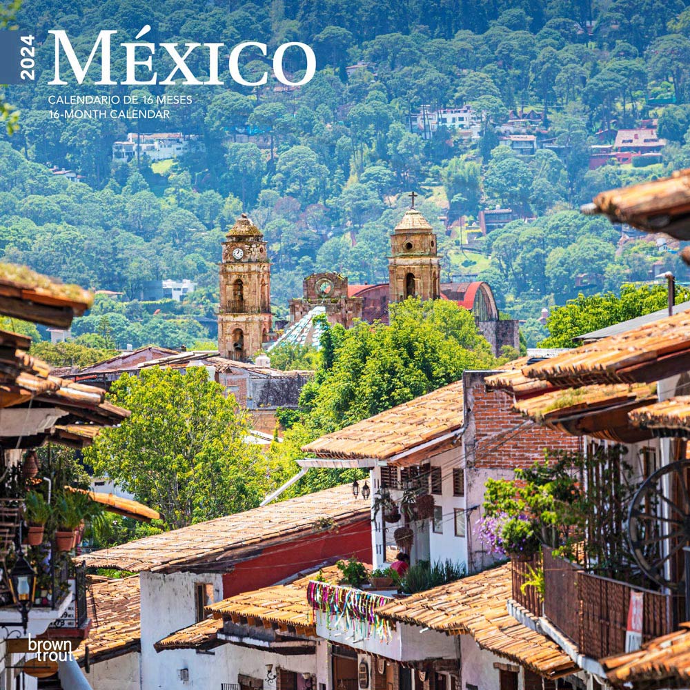 Mexico | 2024 12 x 24 Inch Monthly Square Wall Calendar | English/Spanish Bilingual | BrownTrout | Mexican America Scenic Nature